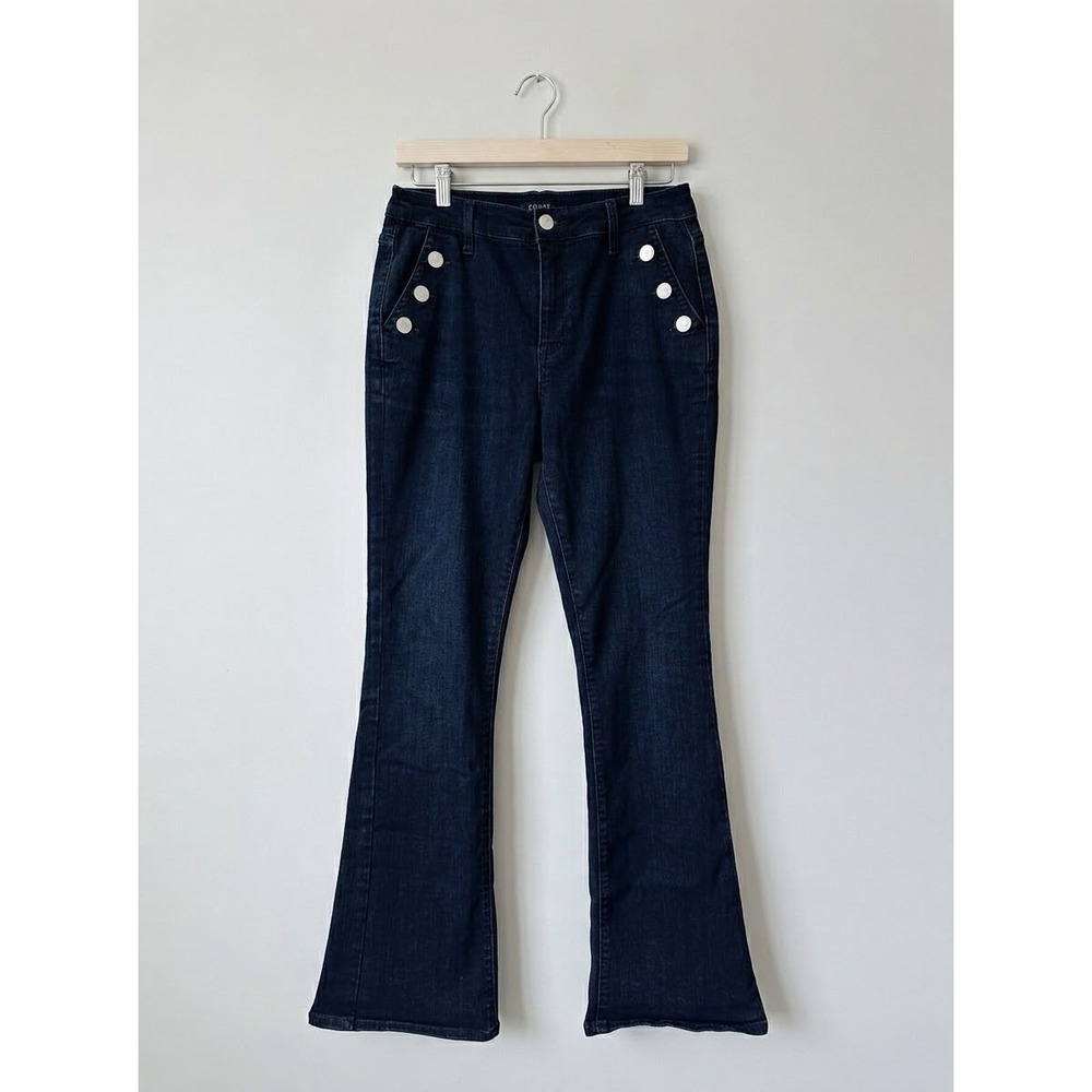 Curve Appeal Sailor Flare Jeans Womens Size 10 30 Dark Wash High Rise Nautical